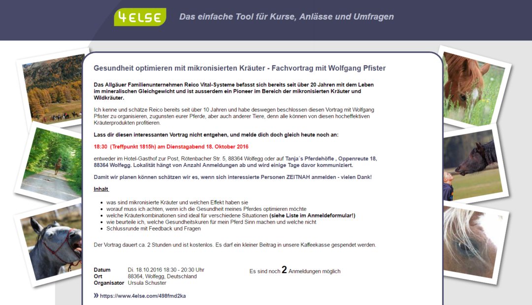 Die ausgereifte Kursverwaltung