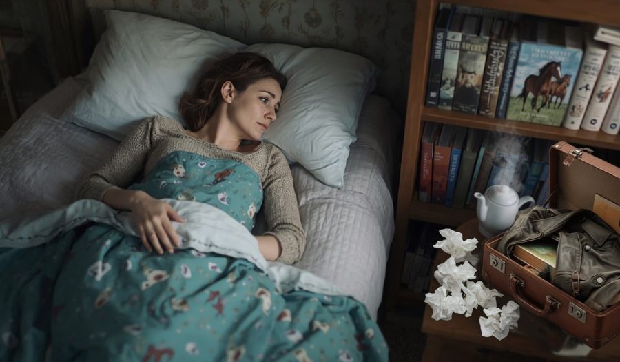 Krank im Bett vor einem gebuchten Kurs oder Event – Unsicherheit wegen Annullationskosten